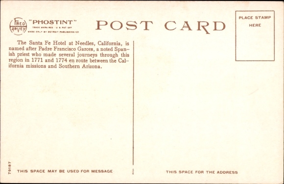 Postcard Needles California USA, El Garces, Santa Fe Hotel