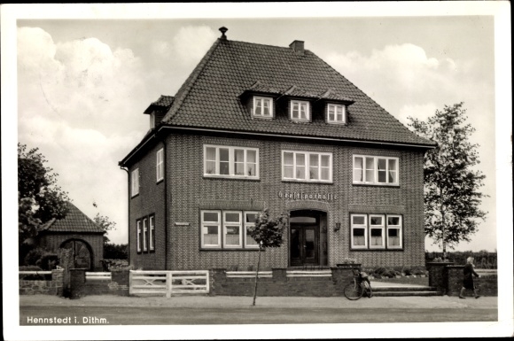 Ak Hennstedt in Dithmarschen, Norderdithmarscher Geestsparkasse