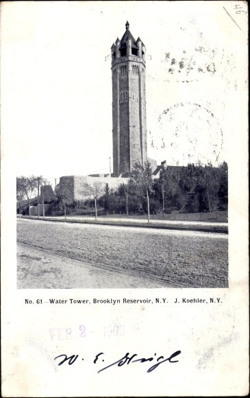Postcard Brooklyn New York City USA, water tower