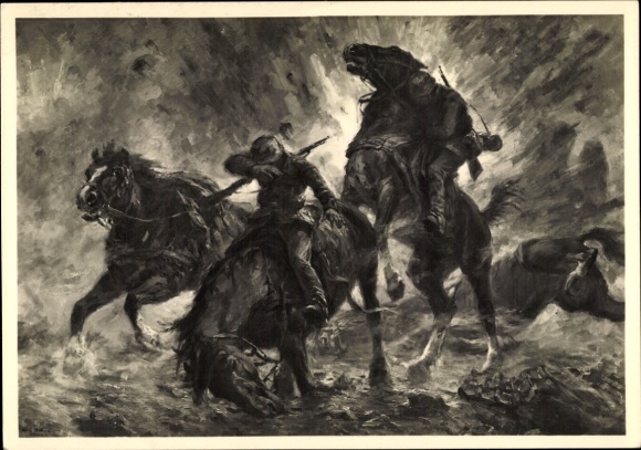 Artist PC Böhme, Hans, Im Stahlgewitter, HDK 638, German Wehrmacht, cavalry