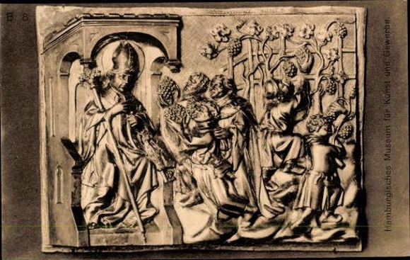 14 Postcard pieces of furniture, figures and wall hangings made of metal, Hamburg Museum of Arts and Crafts