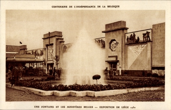 Postcard Liège Liège Wallonia, World Exhibition 1930, Fontaine, Belgian Ministries