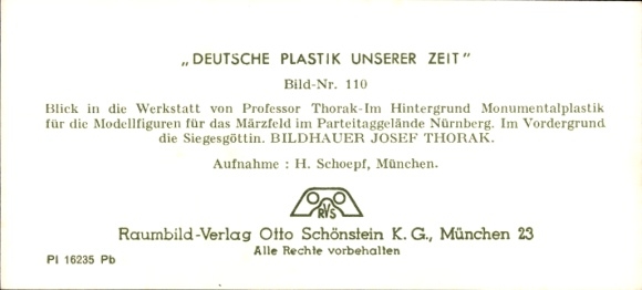 Stereo image photo "German Sculpture of Our Time", No. 110, Workshop of Professor Josef Thorak