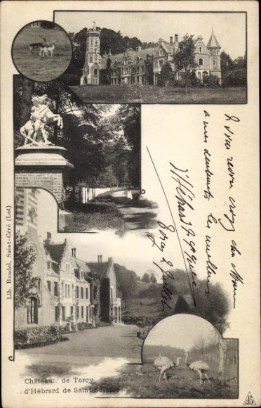 Ak Torcy Seine et Marne, Chateau de torcy d'Hebrard, Denkmal, Sträuße