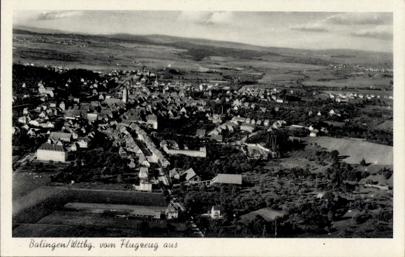 Postcard Balingen in Württemberg, aerial photograph