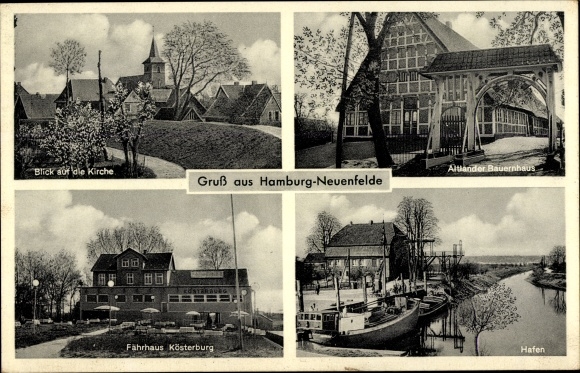 PC Hamburg Harburg Neuenfelde, Altländer farmhouse, harbor, ferry house Kösterburg, church