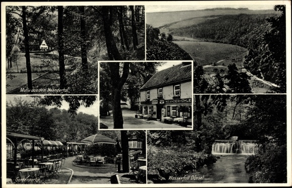 Postcard Erkrath in North Rhine-Westphalia, Düssel waterfall, Neander cave inn, Neandertal