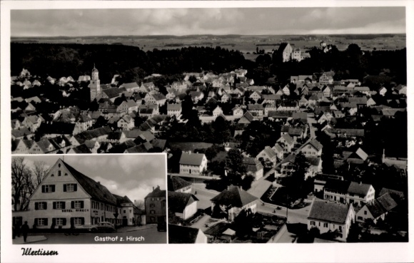 Postcard Illertissen in Swabia, aerial photograph of the Gasthof zum Hirsch