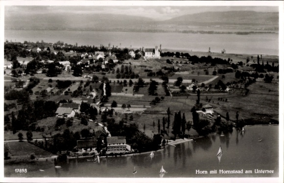 Postcard Horn Gaienhofen on Lake Constance, Hornstaad on Lake Untersee, Panorama