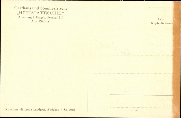 Postcard Ansprung Marienberg Ore Mountains Saxony, Inn Sommerfrische Hüttstattmühle