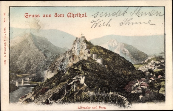 Ak Altenahr im Ahrtal, Blick auf den Ort mit Burg