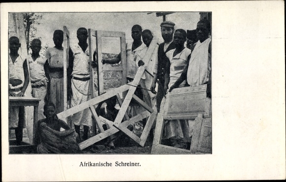 Postcard African carpenters, St. Petrus Claver sodality Breslau