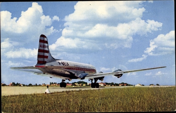 Postcard Four-engine Douglas DC 4, Cie Air Algérie, Passagierflugzeug, F-BELA