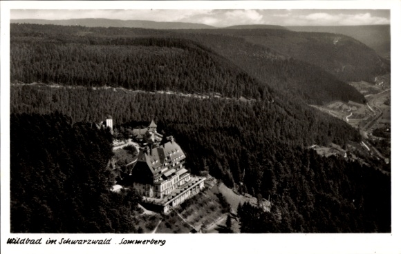 Postcard Bad Wildbad in the Black Forest, aerial photograph, Sommerberg