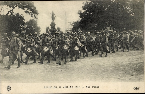 Postcard review from July 14, 1917, our Poilus
