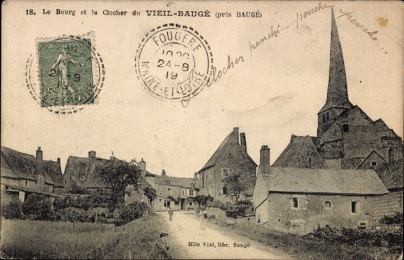 Postcard Much Baugé Maine et Loire, Bourg, Clocher