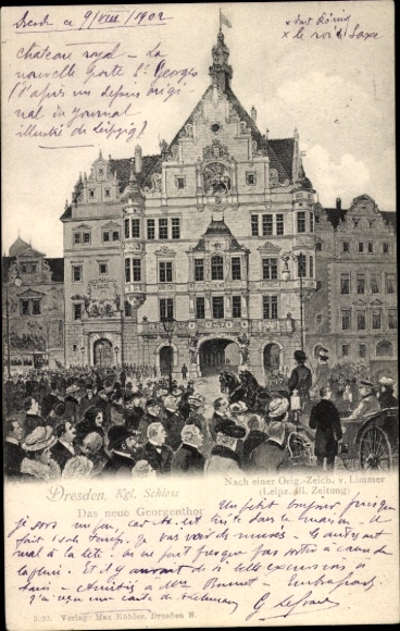 Ak Dresden Altstadt,  Kgl. Schloss, Georgenthor, Menschenmenge,  