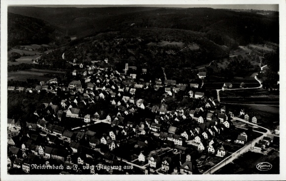 Postcard Reichenbach an der Fils Württemberg, aerial photograph