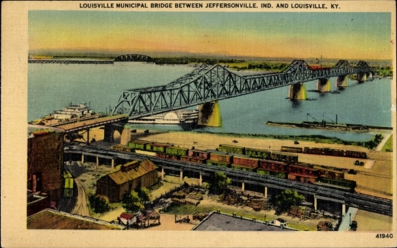 Ak Louisville Kentucky USA, stadsbrug tussen Jeffersonville Ind. en Louisville