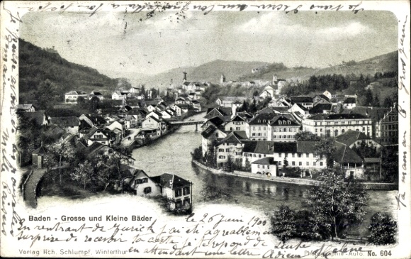 Ak Baden Kanton Aargau Schweiz, Grosse und Kleine Bäder