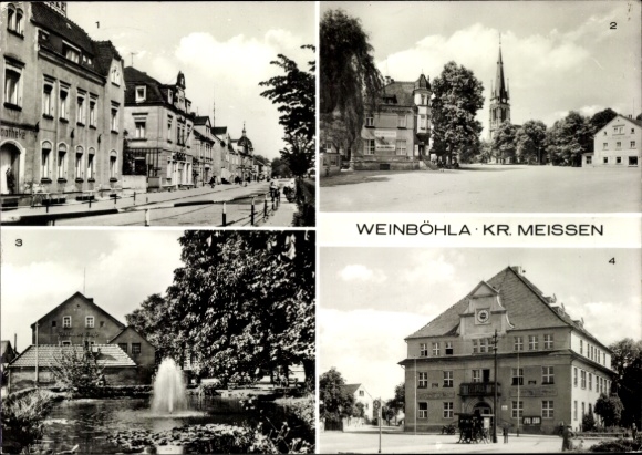Ak Weinböhla, Bahnhofstraße, Kirchplatz, Anlagen, Karl Liebknecht Platz