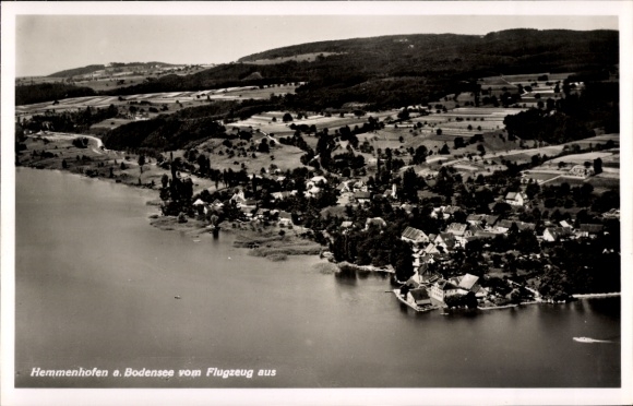 Postcard Hemmenhofen Gaienhofen on Lake Constance, aerial photograph