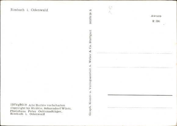 Postcard Rimbach in the Odenwald, aerial photograph