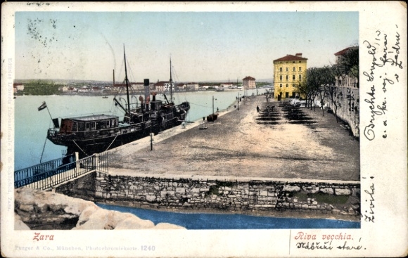 Postcard Zadar Zara Croatia, Riva vecchia