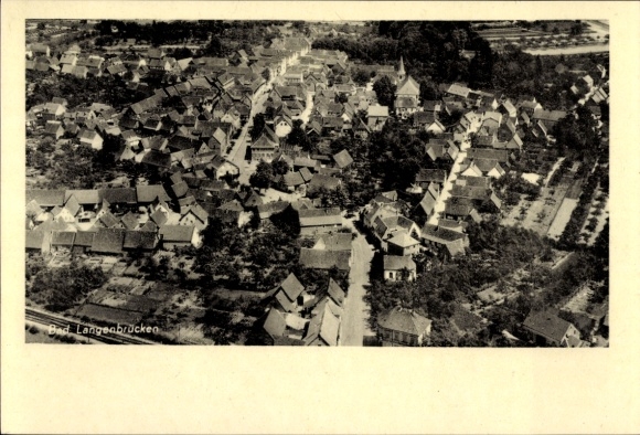 Postcard Langenbrücken Bad Schönborn in Baden, aerial photograph