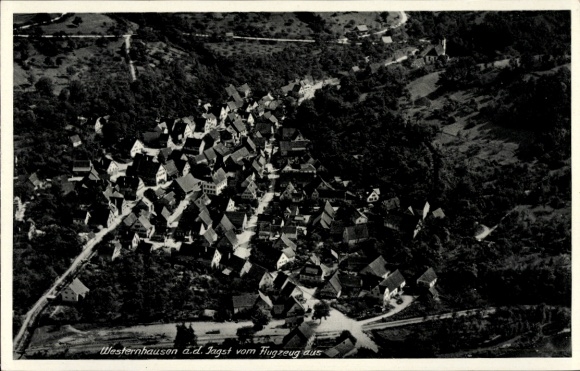 Postcard Westernhausen an der Jagst Schöntal in Württemberg, aerial photograph