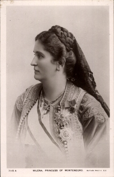 Postcard Princess and Queen Milena of Montenegro, portrait
