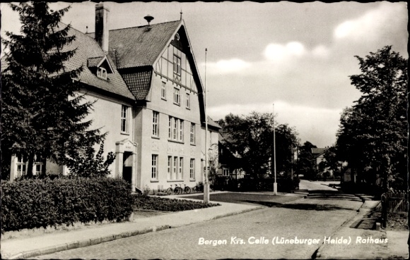 Ak Celle in Niedersachsen, Rathaus in  Lüneburger Heide, Straße, Bäume