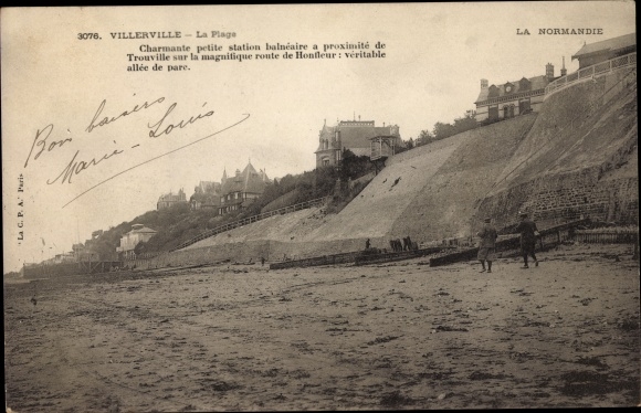 Postcard Villerville Calvados, la Plage, steep coast