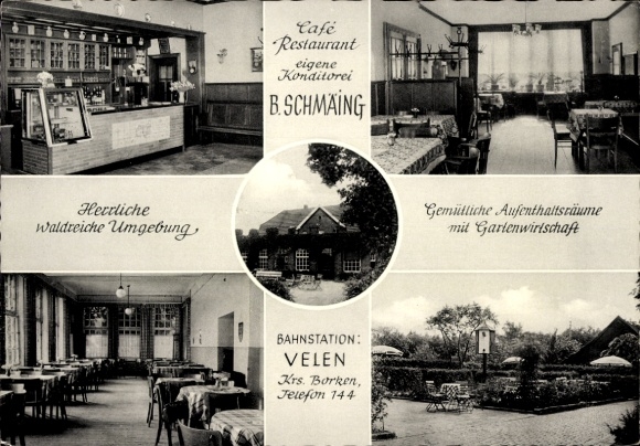Ak Velen in Münsterland Westfalen, Restaurant B. Schmäing, interieur