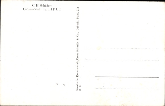 Postcard CH Schäfers Circus Stadt Liliput, costumes, group photo, midgets