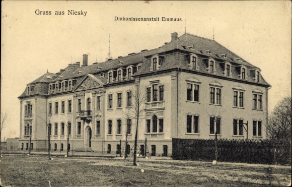 Postcard Niesky in Upper Lusatia, Emmaus deaconess institution