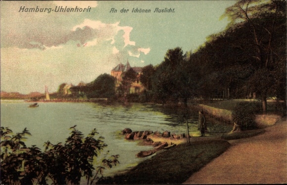 Postcard Hamburg Nord Uhlenhorst, at the beautiful view