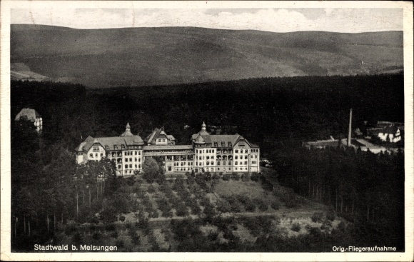 PC Melsungen in the Schwalm Eder district, city forest, buildings, aerial photo