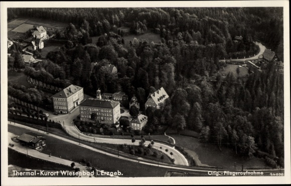 Postcard Thermalbad Wiesenbad Erzgebirge, aerial photo