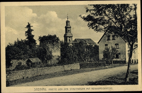 Ak Steinau an der Straße Hessen, Stadtmauer, Reinhardskirche