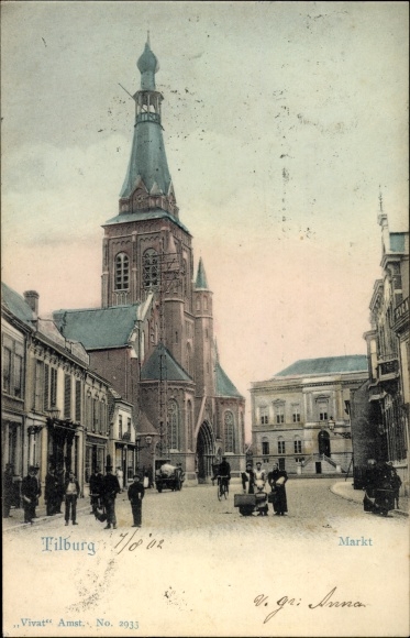 Ak Tilburg Noord-Brabant Nederland, Markt, Kerk