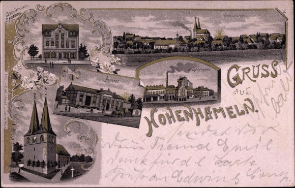 lito Hohenhameln w Dolnej Saksonii, kościół, dworzec kolejowy, fabryka, budynek handlowy, widok na miasto
