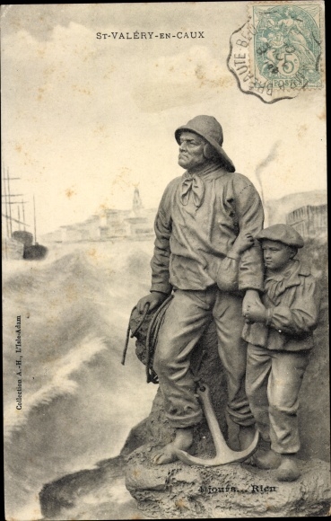 Postcard Le Portel Pas de Calais, monument, monument, fisherman, anchor