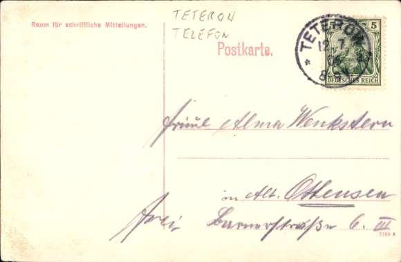 Postcard Teterow in Mecklenburg, telephone, fish while talking on the phone