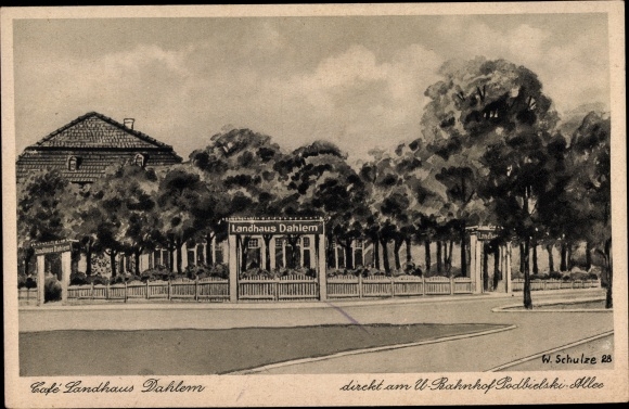 Artist PC Schulze, W., Berlin Zehlendorf Dahlem, Cafe Landhaus Dahlem, Pobielski Allee
