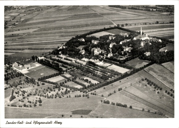 Postcard Alzey in Rheinhessen, State Hospital and Nursing Home, aerial photograph