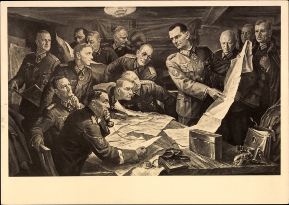 Artist PC Palmié, Gisbert, before the battle, HDK 472, Wehrmacht, briefing, II. WW