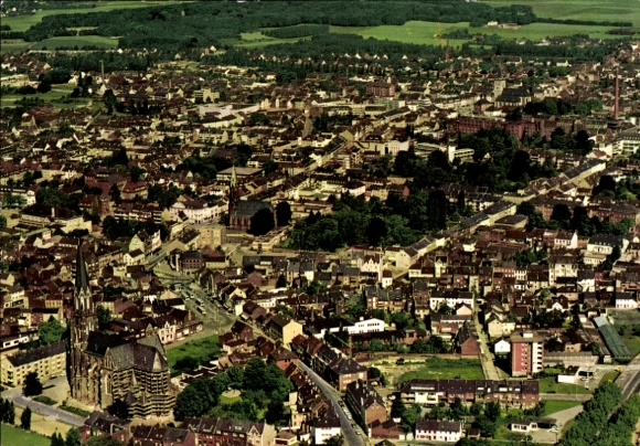 Viersen in North Rhine-Westphalia, aerial view of a city, residential area, many trees, several...