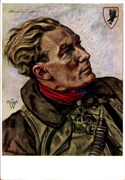 Artist Postcard Willrich, Wolfgang, Captain Werner Baumbach, Luftwaffe, II. WW, VDA E 17