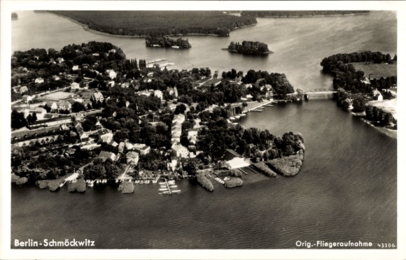 Postcard Berlin Köpenick Schmöckwitz, aerial photograph